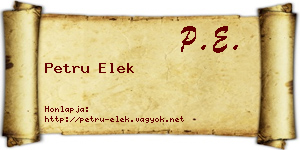 Petru Elek névjegykártya